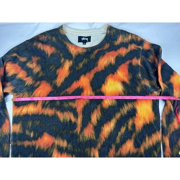 STUSSY  RARE Printed Fur Crew Neck Knit Large Cotton Multicolor - Picture 10 of 11